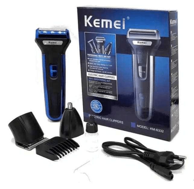 Kemei KM-6330 3-in-1 Rechargeable Grooming Kit – Hair, Beard & Nose Trimmer