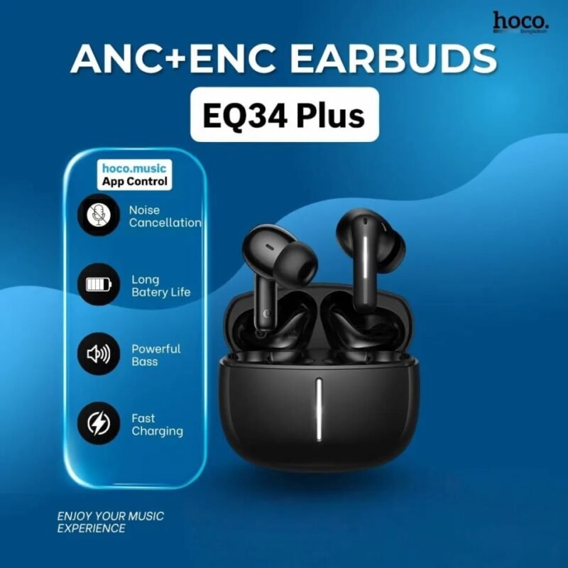 HOCO EQ34 Plus Rima ANC+ENC TWS Wireless Earbuds – Bluetooth 5.4 & 7-Hour Playtime