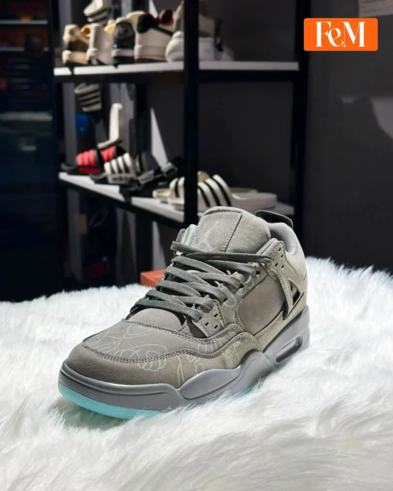 Air Jordan 4 Retro KAWS Premium Sneakers - Cool Grey & Ice Blue Air Jordan 4 Retro KAWS Premium Sneakers Cool Grey & Ice Blue
