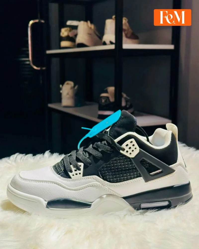 Air Jordan 4 Retro Premium Sneakers - Military Black & White Air Jordan 4 Retro Premium Sneakers – Military Black & White