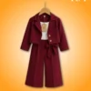Girls’ Maroon Crop Blazer 3-Piece Formal Set